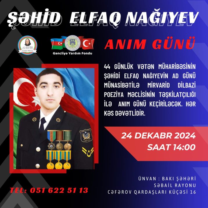 Şəhid Elfaq Nağıyevin anım günü keçiriləcək